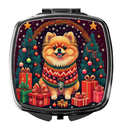 Pomeranian Christmas Compact Mirror