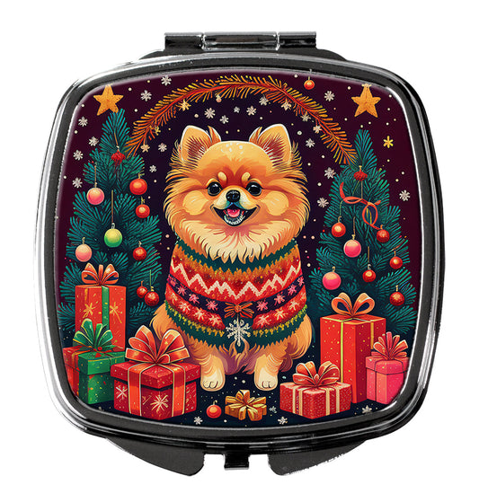 Pomeranian Christmas Compact Mirror